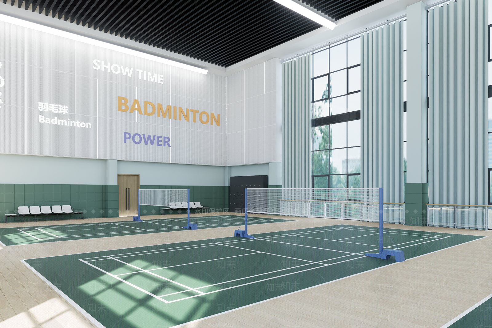 现代羽毛球场SU模型下载【ID:1203649243】