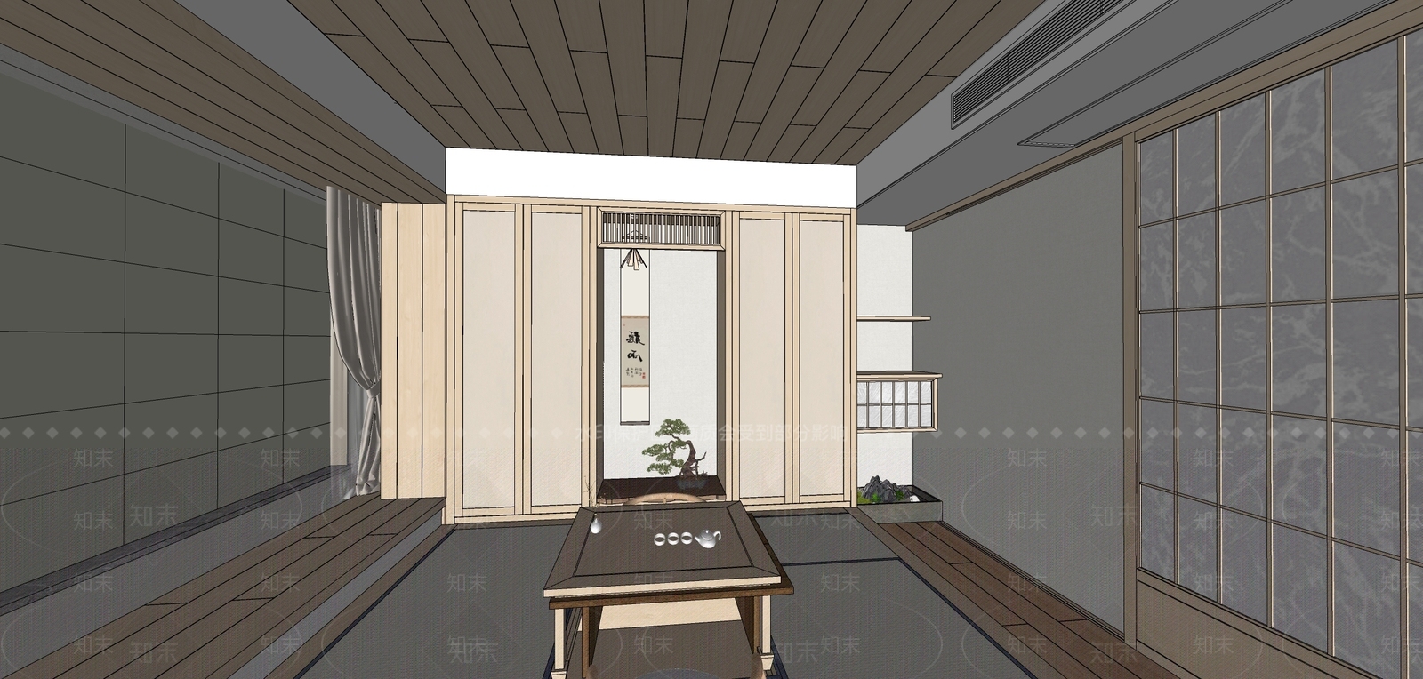 日式榻榻米卧室SU模型下载【ID:1203649697】