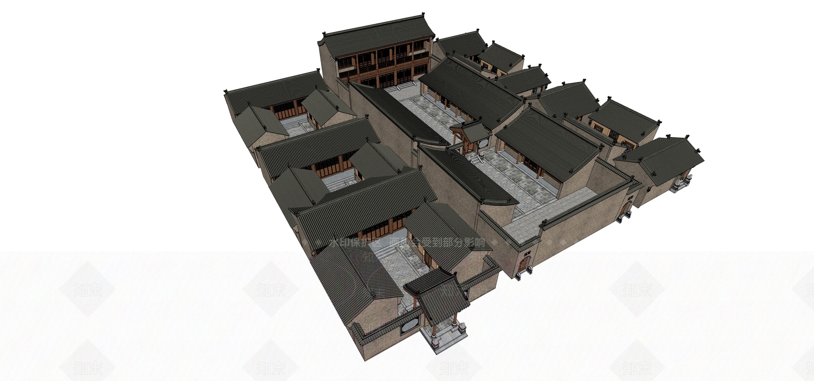 中式古建筑SU模型下载【ID:1203649549】
