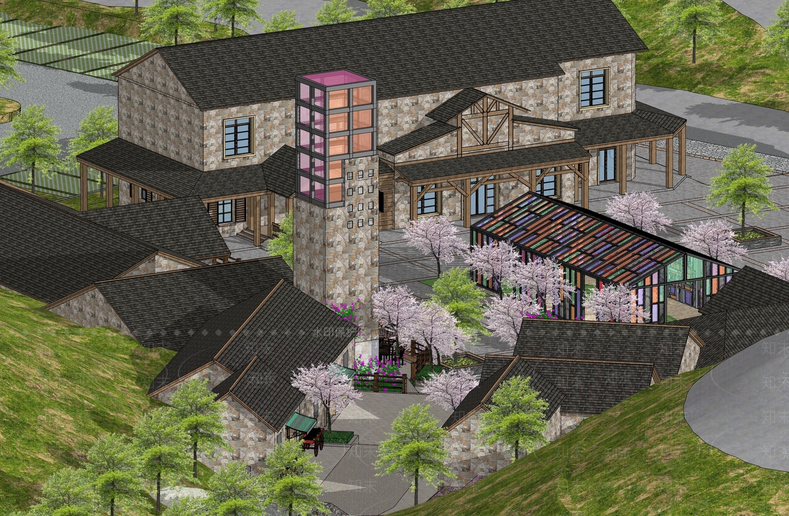 新中式商业街SU模型下载【ID:1203650783】