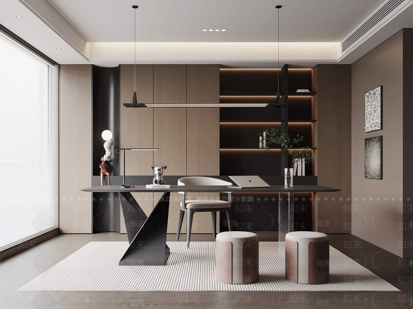 现代意式书房3D模型下载【ID:1203651800】