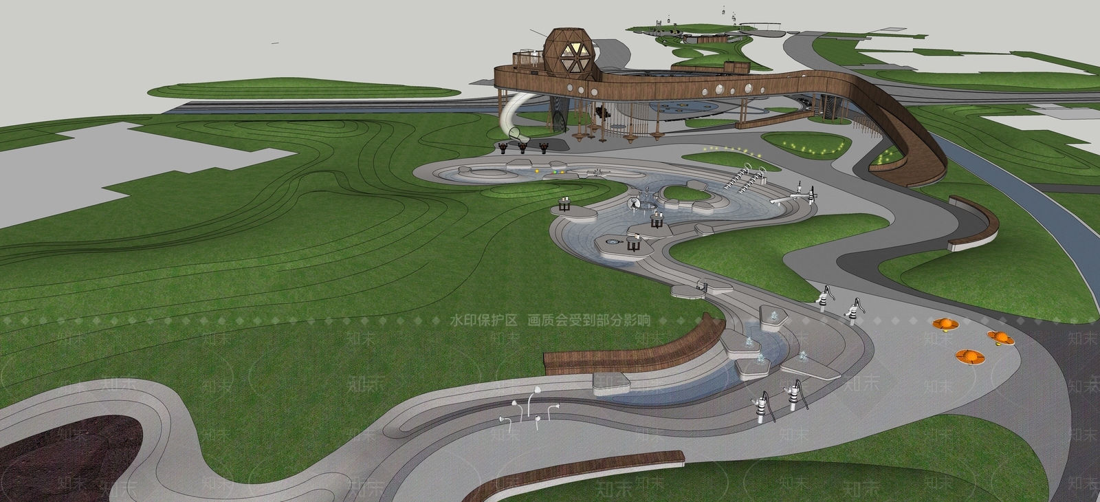 现代儿童游乐空间SU模型下载【ID:1203832077】