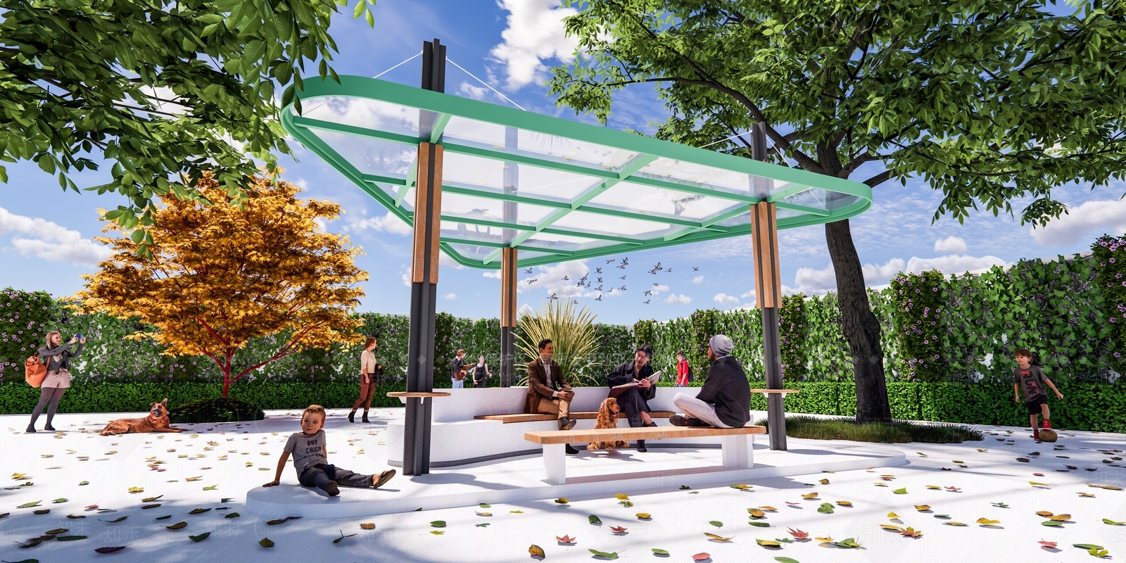 现代简约亭子SU模型下载【ID:1203653649】