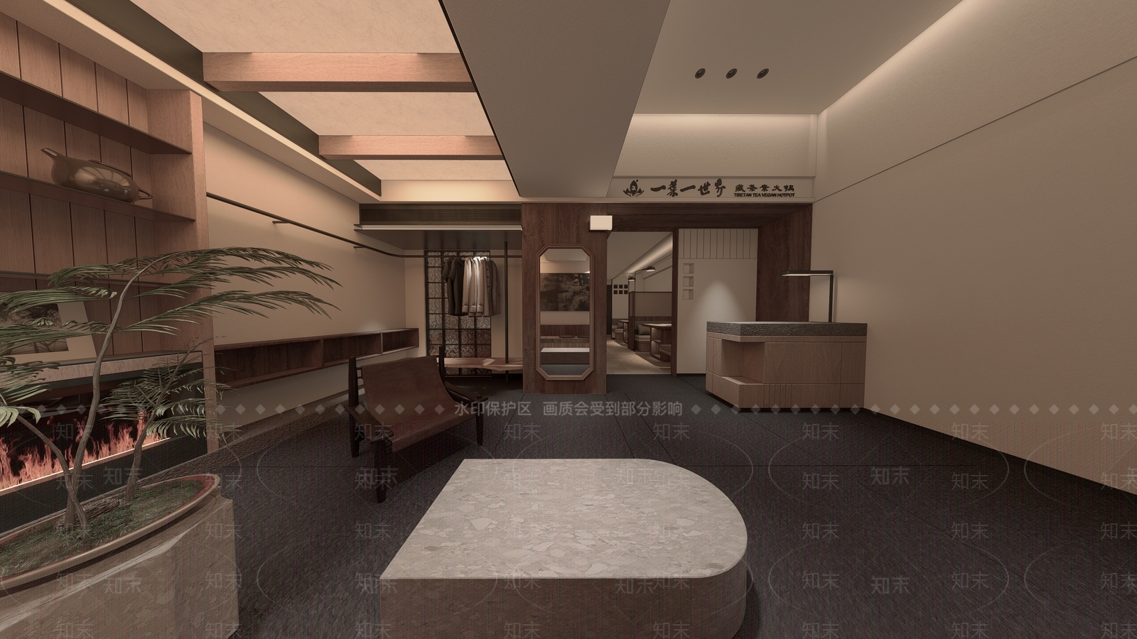 新中式简约中餐厅SU模型下载【ID:1203653525】