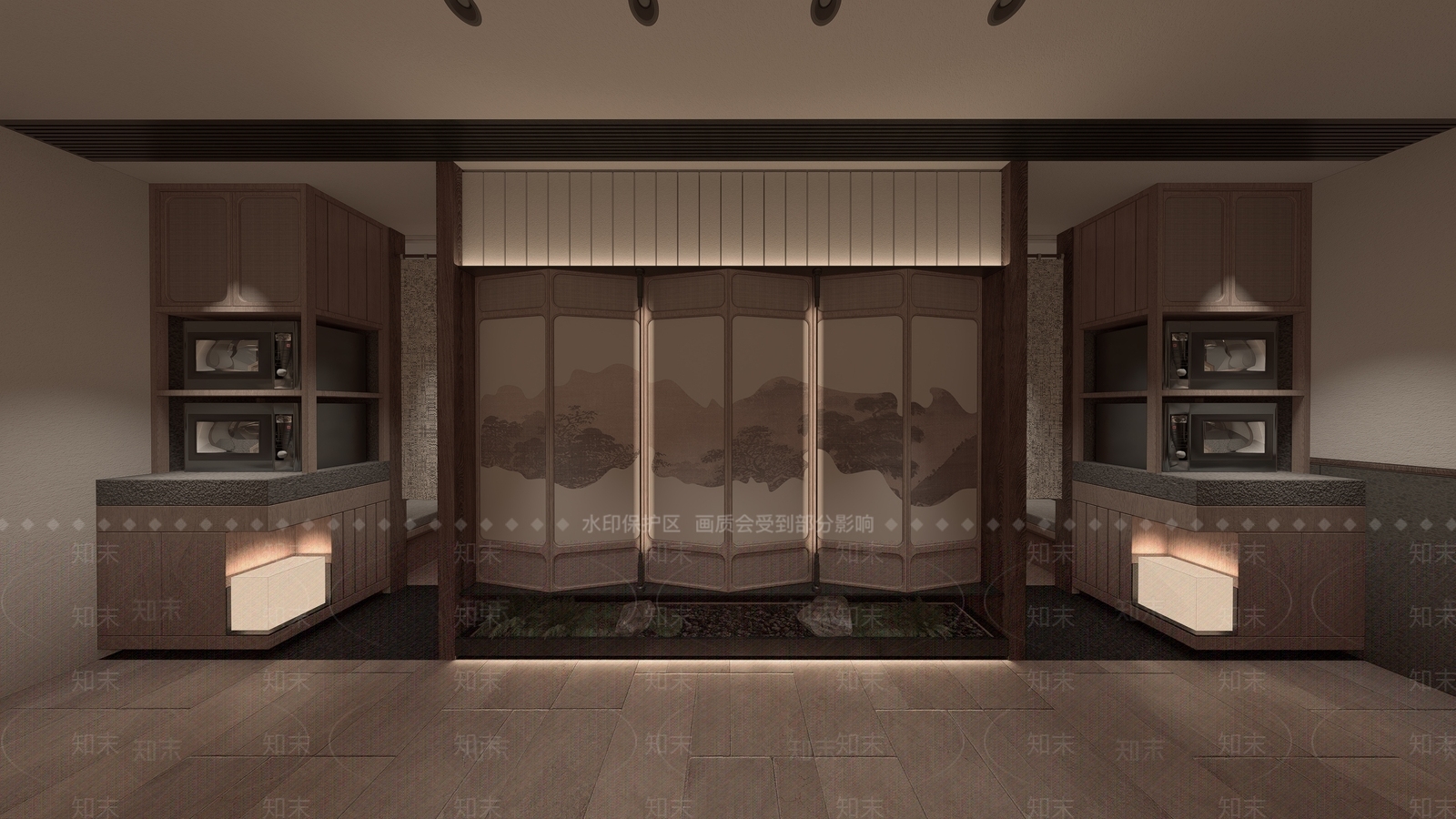 新中式简约中餐厅SU模型下载【ID:1203653525】
