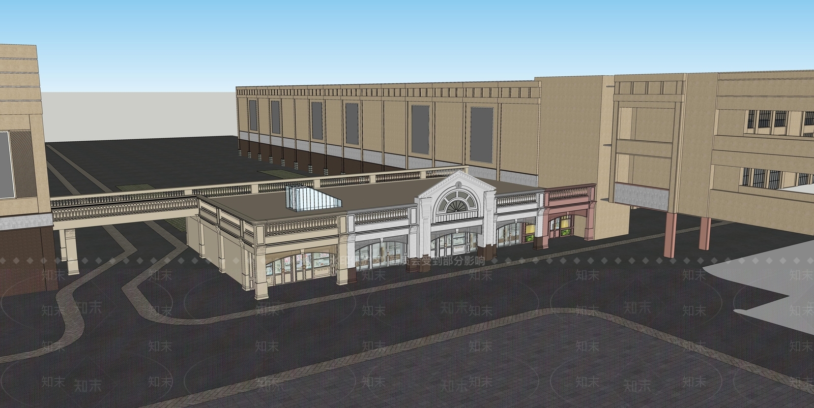 欧式北欧商业街SU模型下载【ID:1203654051】