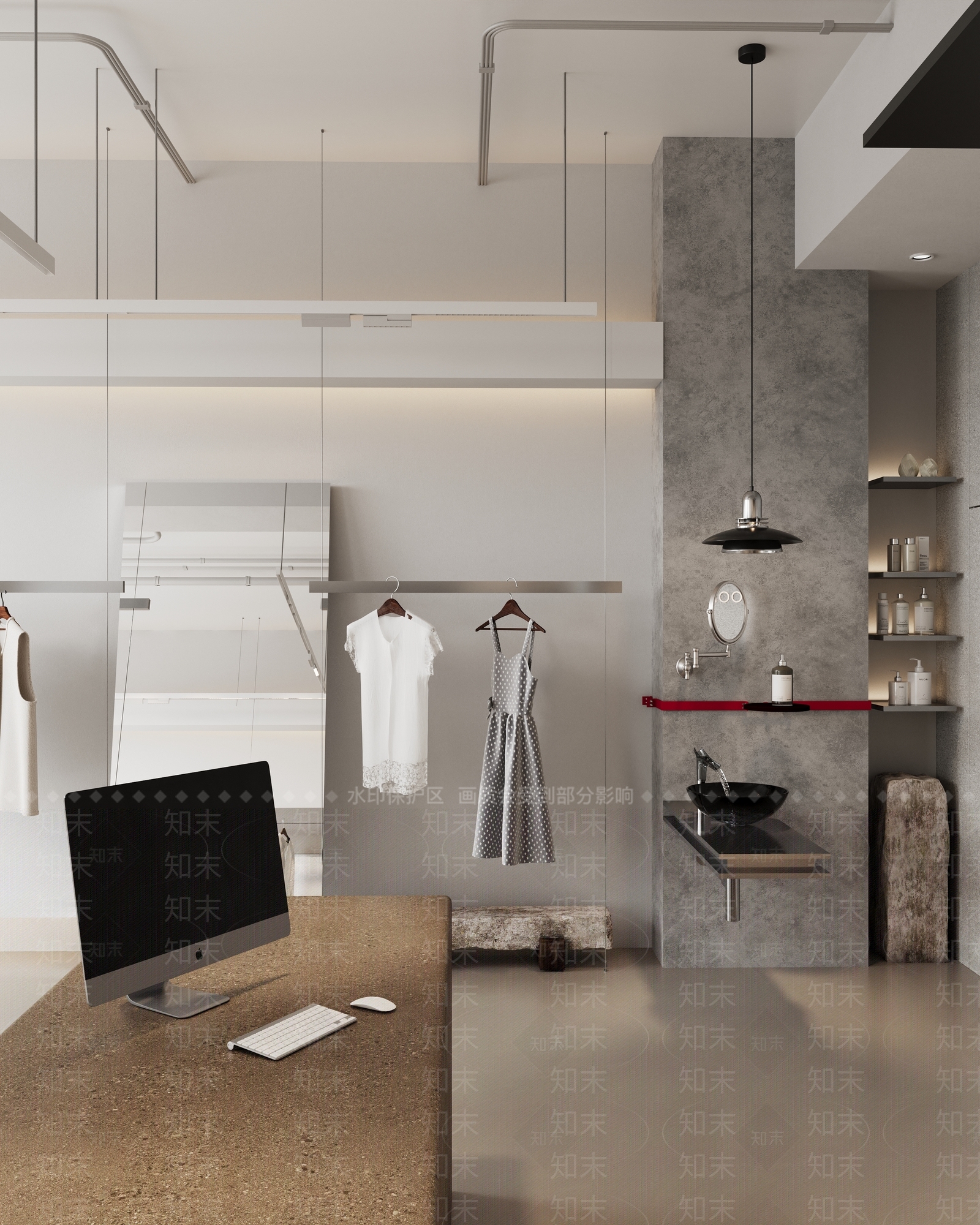 现代极简服装店3D模型下载【ID:1203654853】