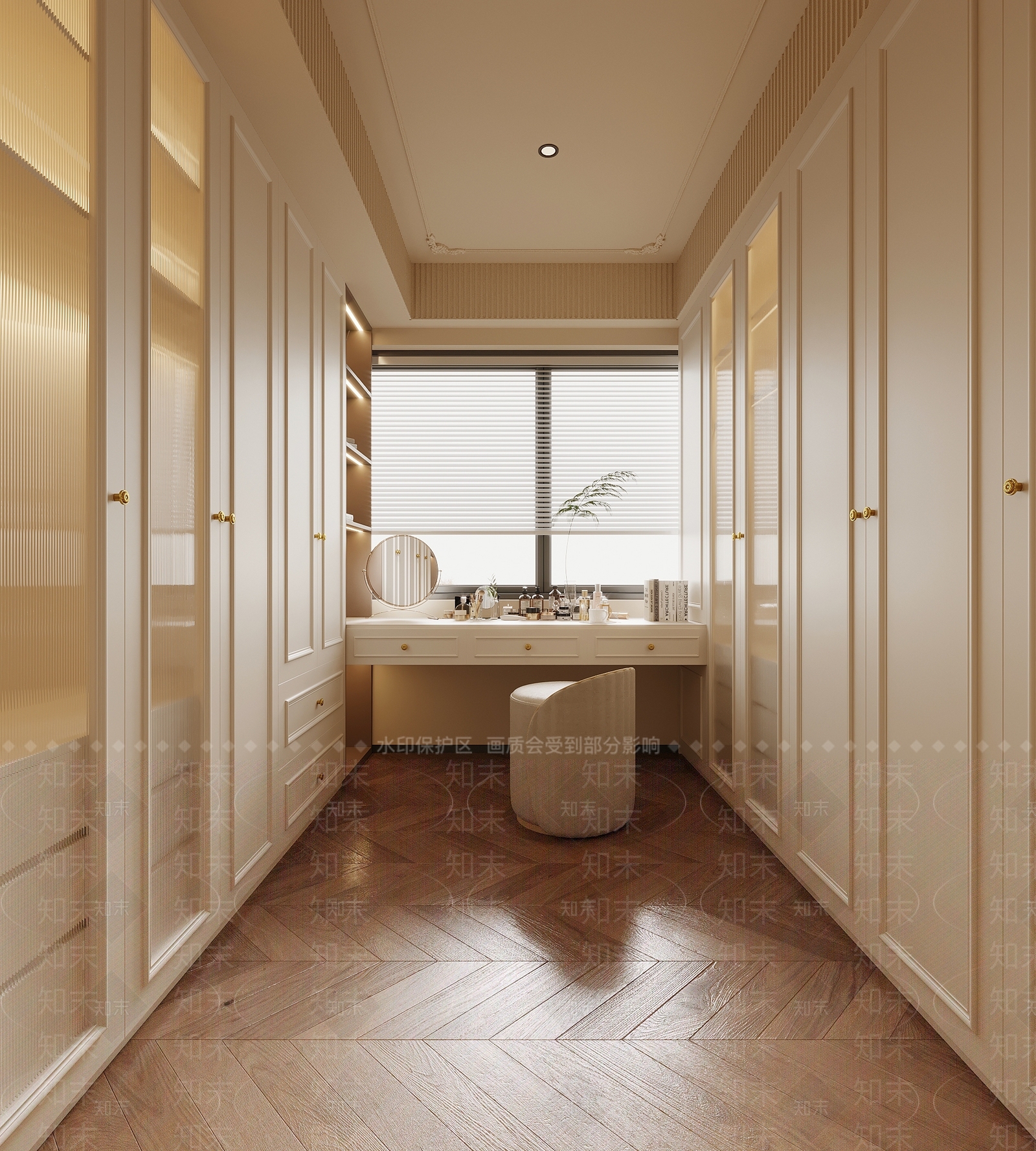 法式奶油衣帽间3D模型下载【ID:1203654309】