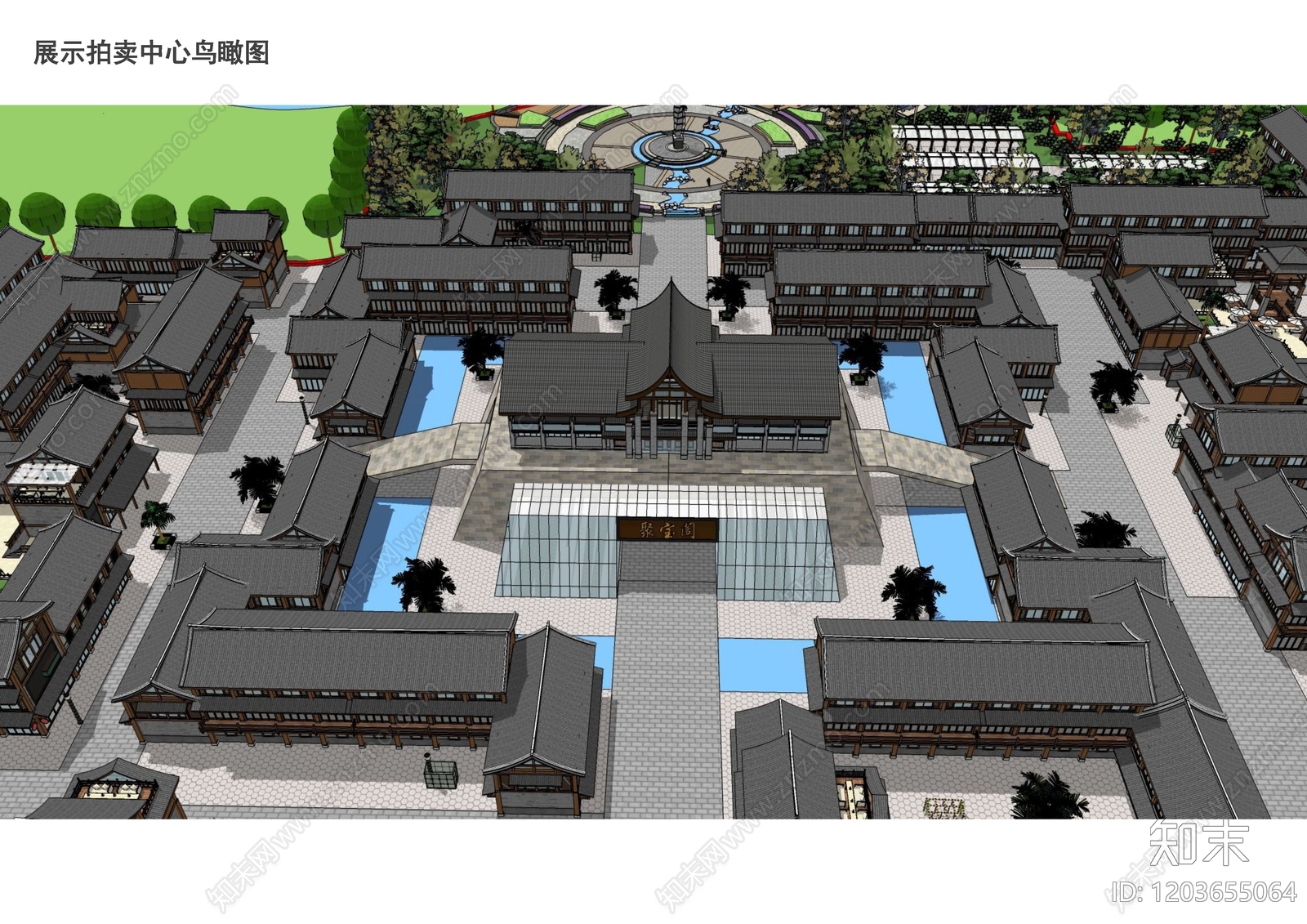 新中式中式商业街区建筑下载【ID:1203655064】