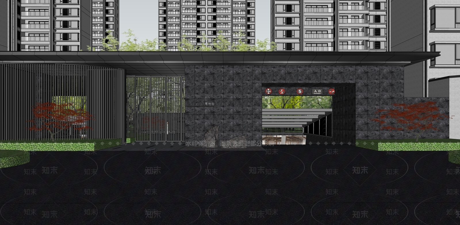 现代小区景观SU模型下载【ID:1203656079】