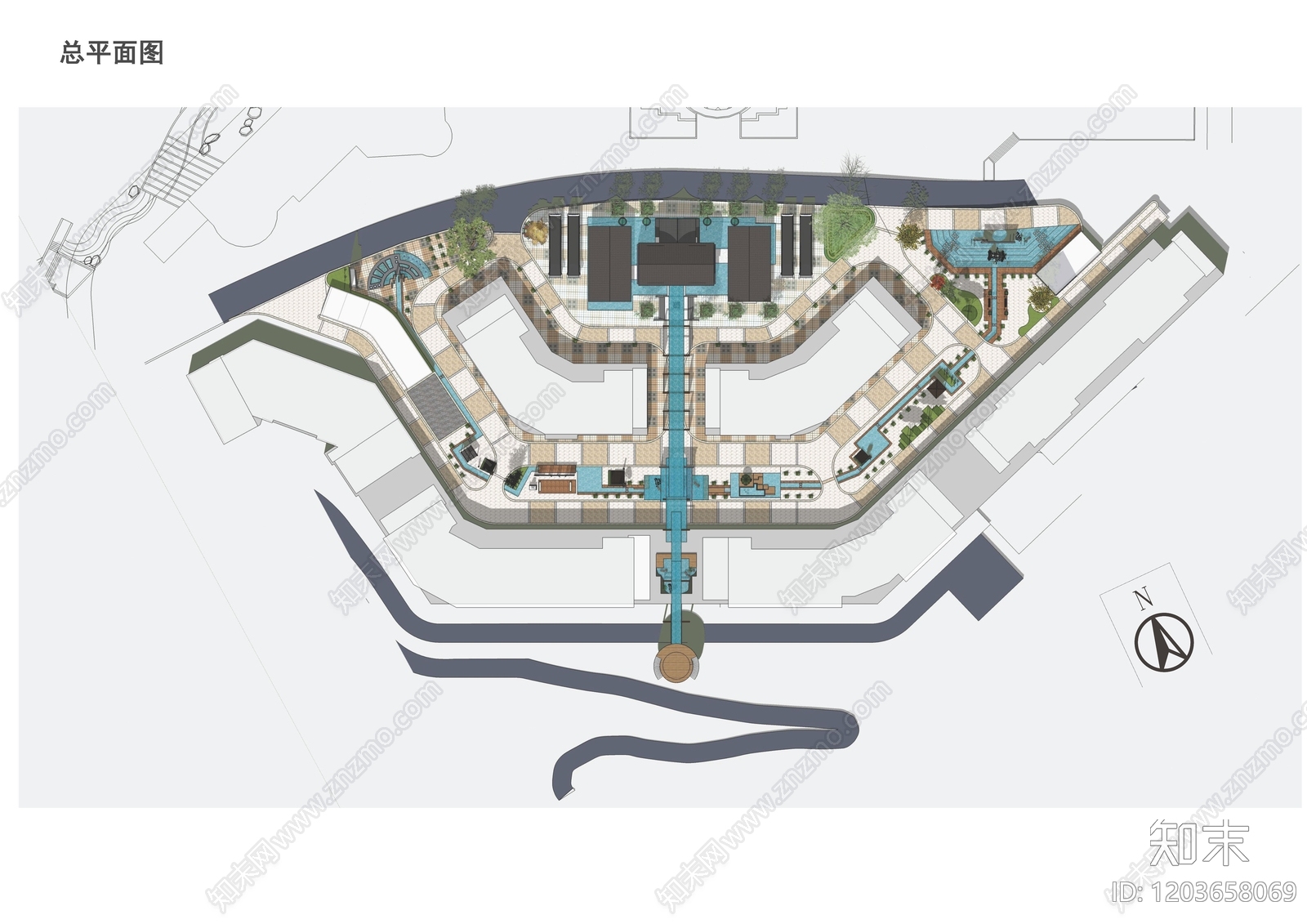 新中式中式小区景观下载【ID:1203658069】