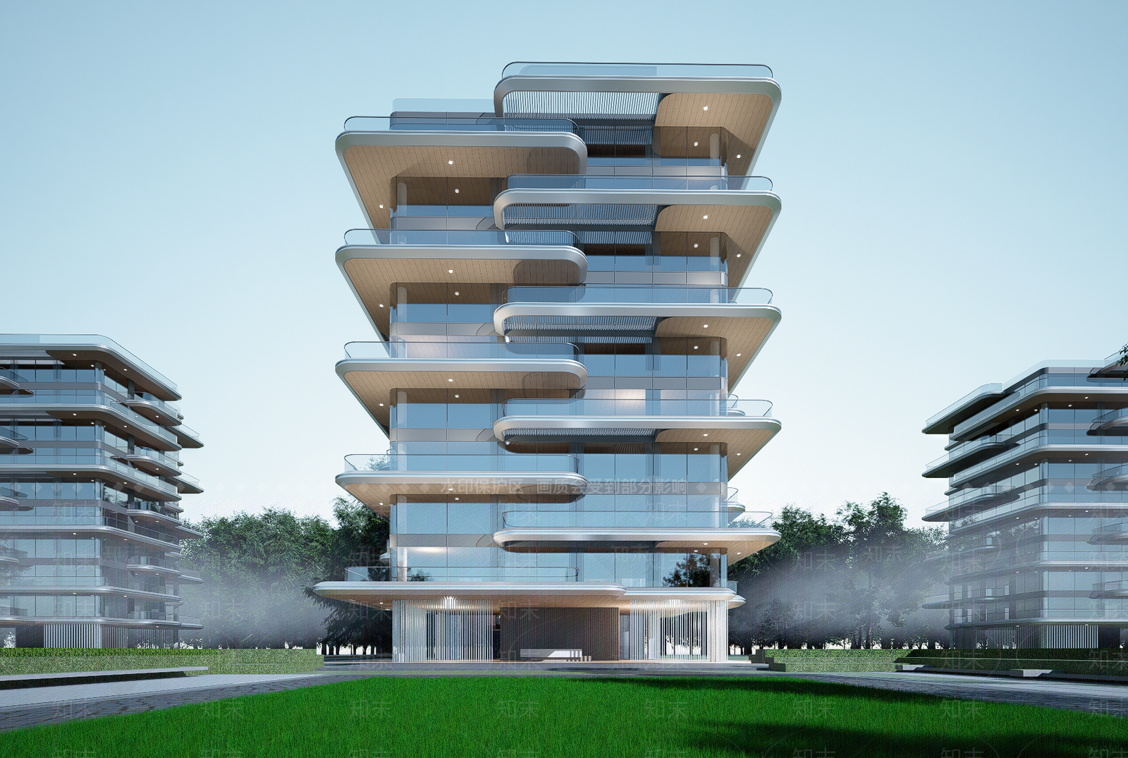 现代小高层住宅楼SU模型下载【ID:1203656901】