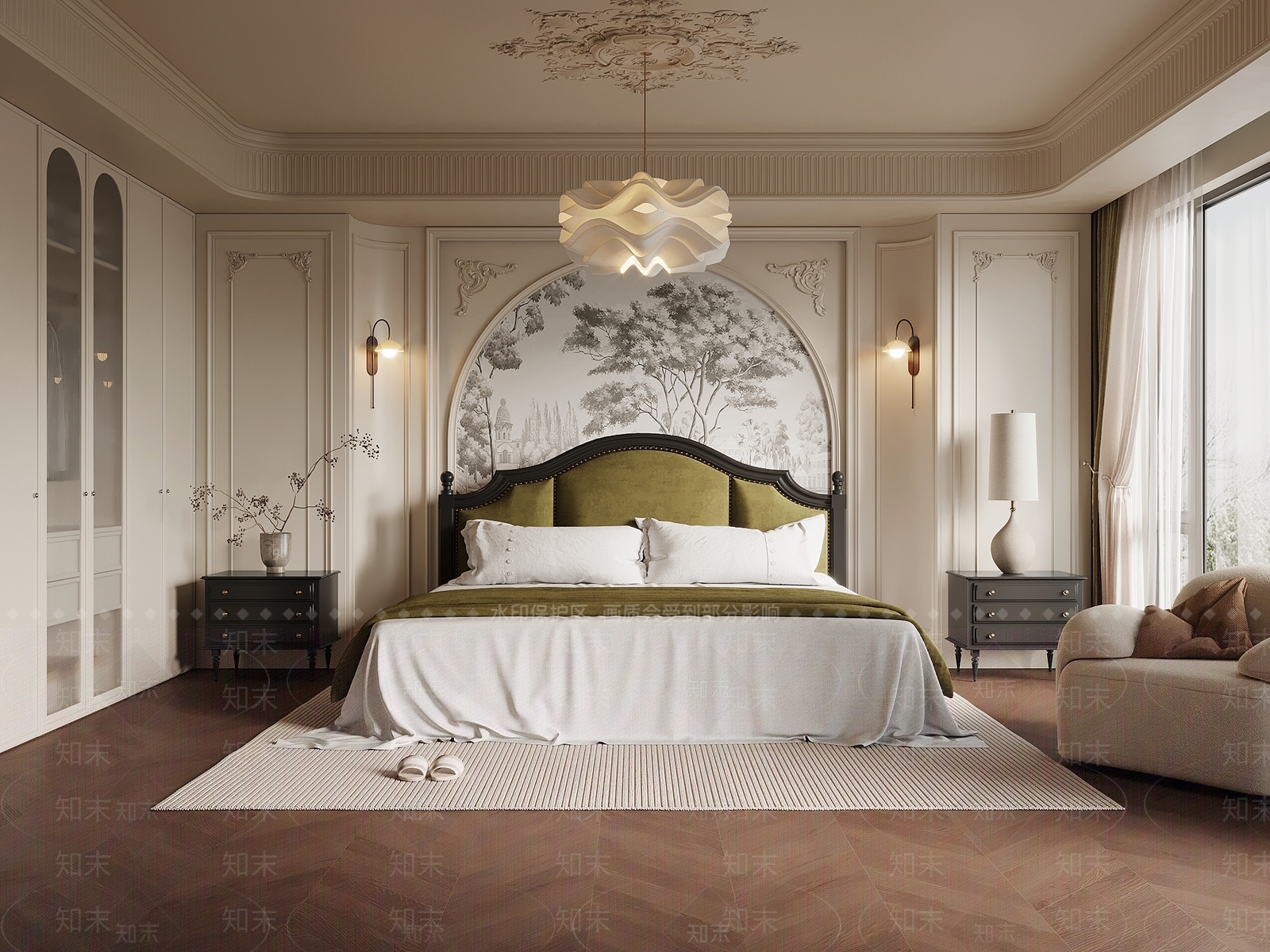 法式复古家居卧室3D模型下载【ID:1203657266】