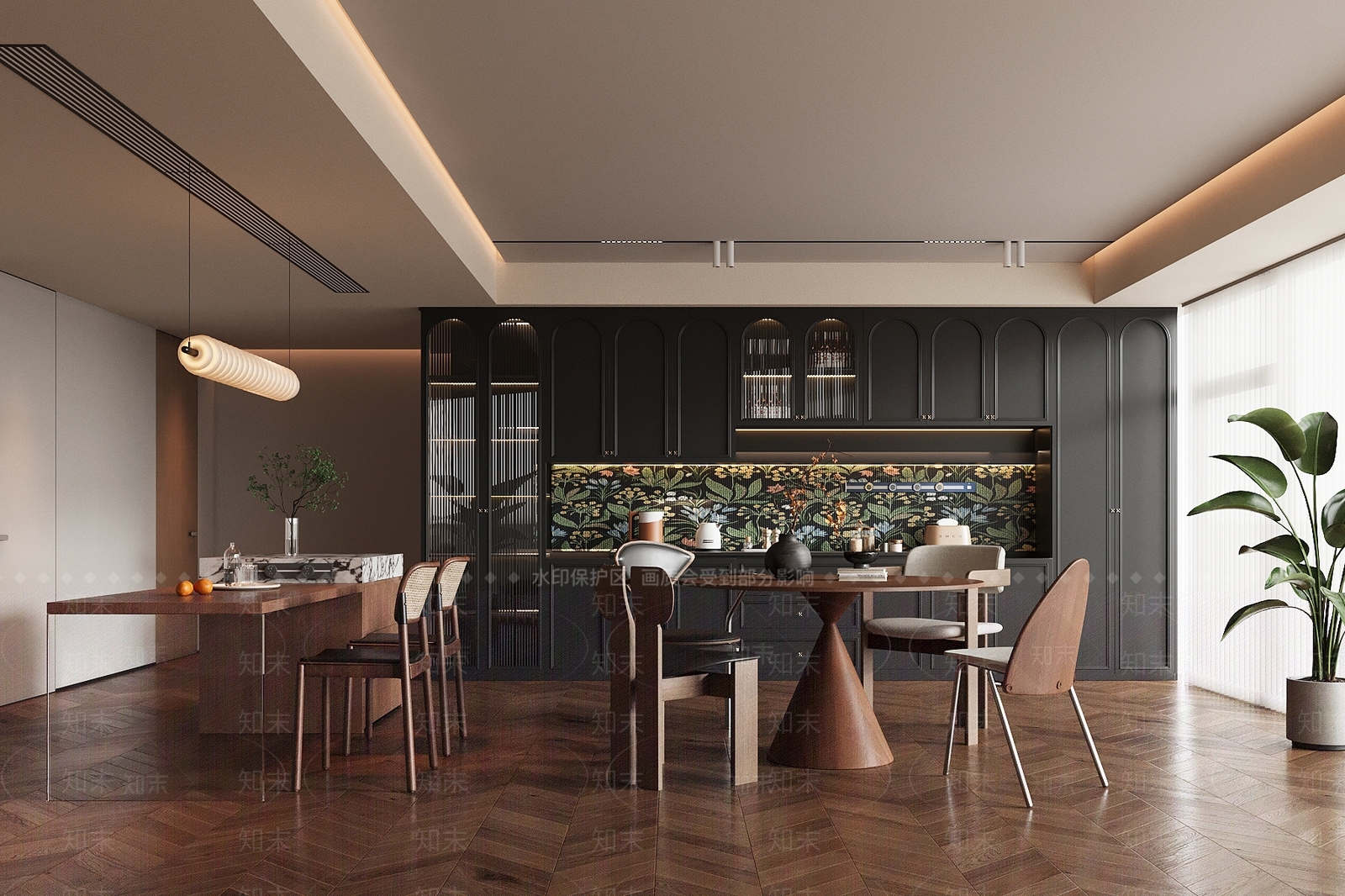 法式家居餐厅3D模型下载【ID:1203657451】