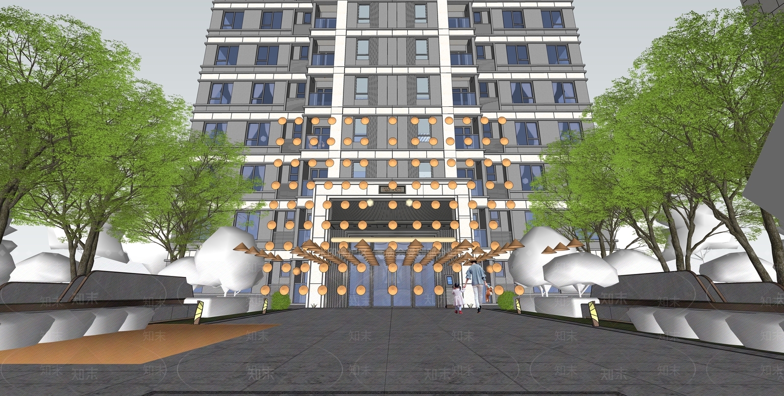 现代高层住宅SU模型下载【ID:1203658170】