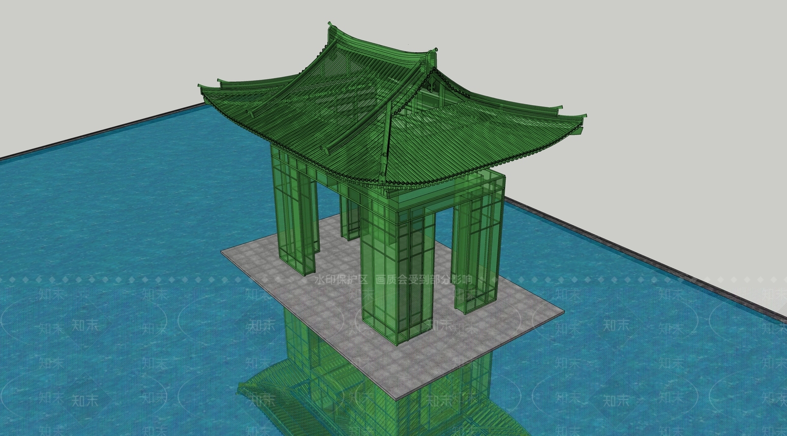 新中式现代亭子SU模型下载【ID:1203658637】