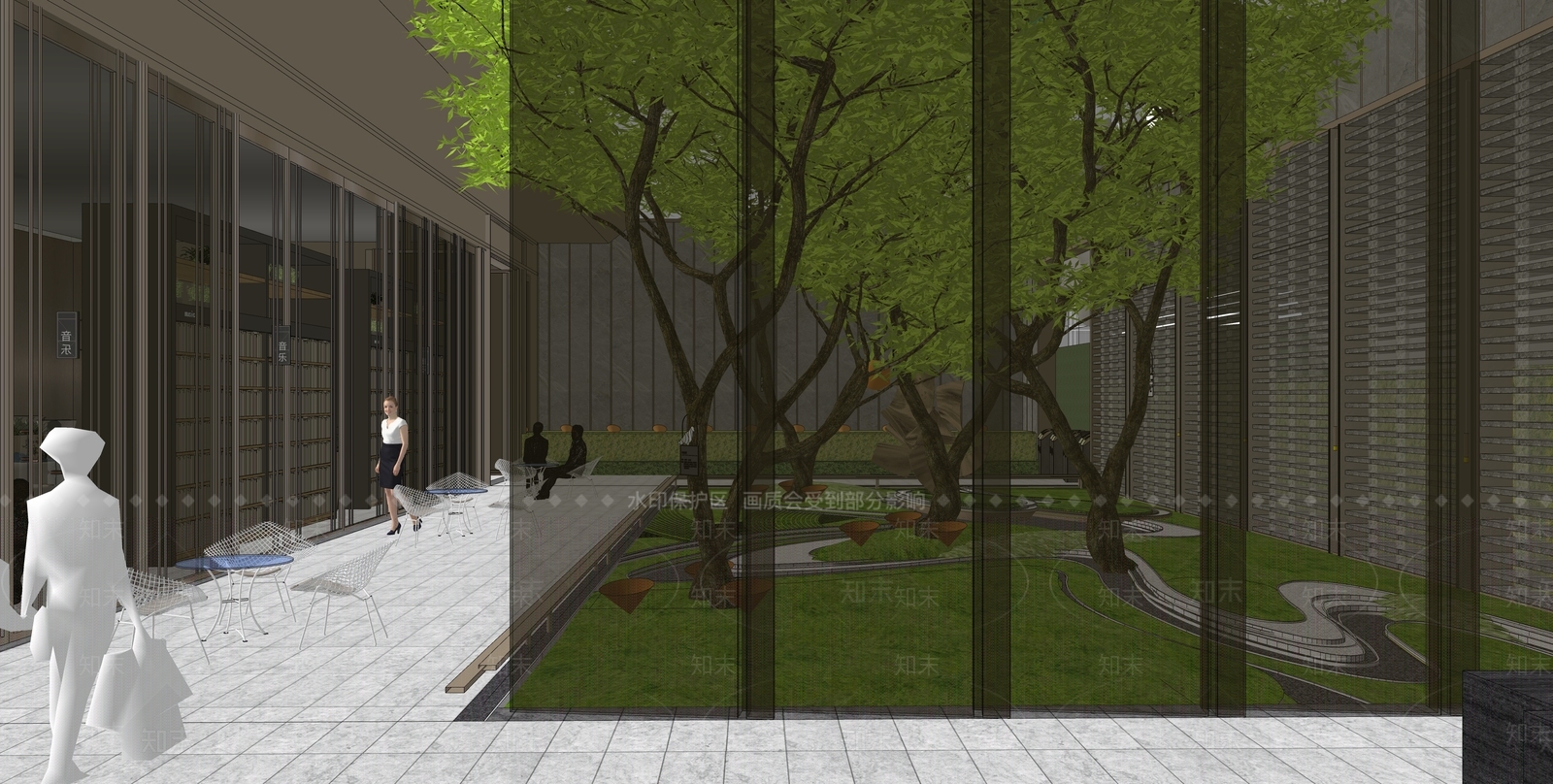 现代售楼处建筑SU模型下载【ID:1203658874】