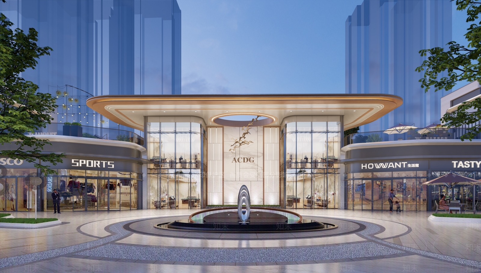 现代售楼处建筑SU模型下载【ID:1203659102】