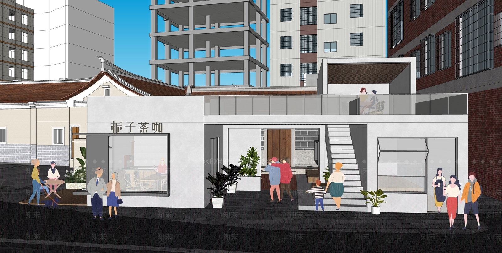 现代餐饮建筑SU模型下载【ID:1203659393】