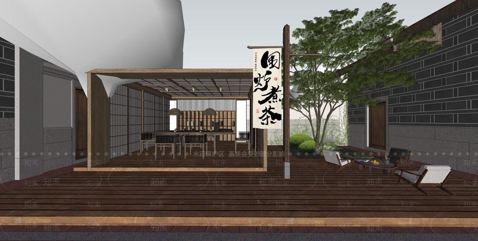 别墅庭院SU模型精品下载_SketchUp模型_知末网