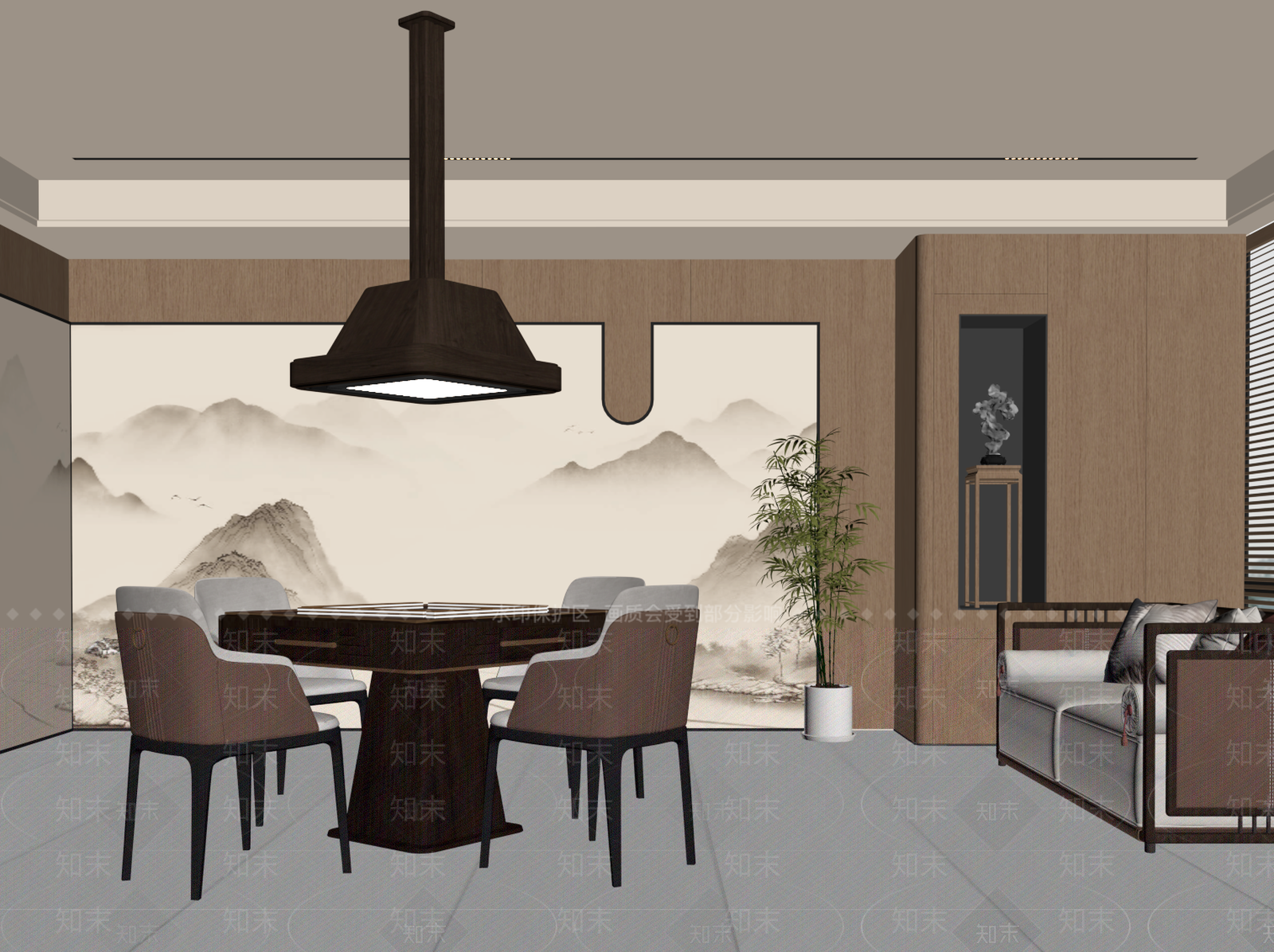 新中式棋牌室SU模型下载【ID:1203660926】