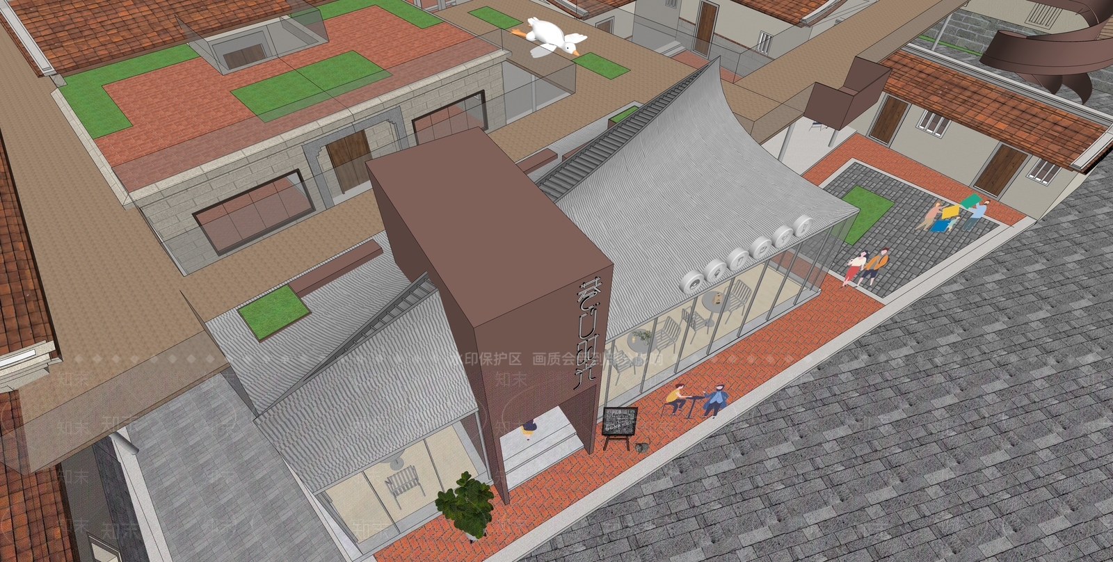现代餐饮建筑SU模型下载【ID:1203661059】