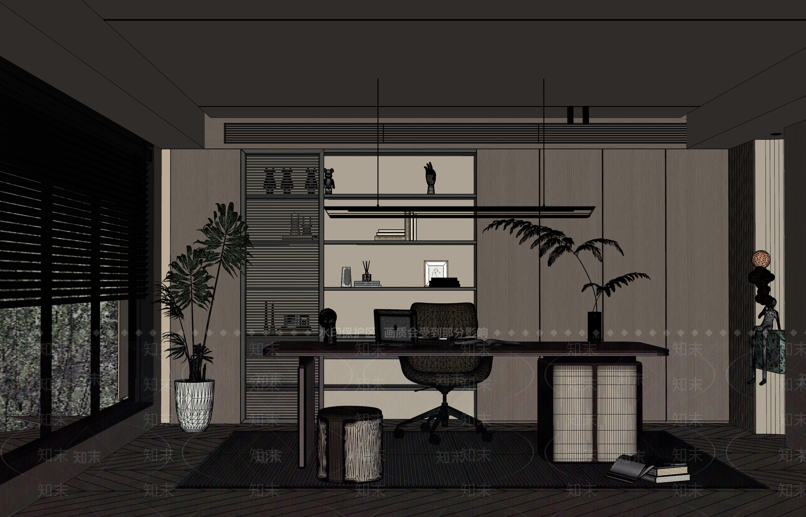 意式现代书房SU模型下载【ID:1203661321】