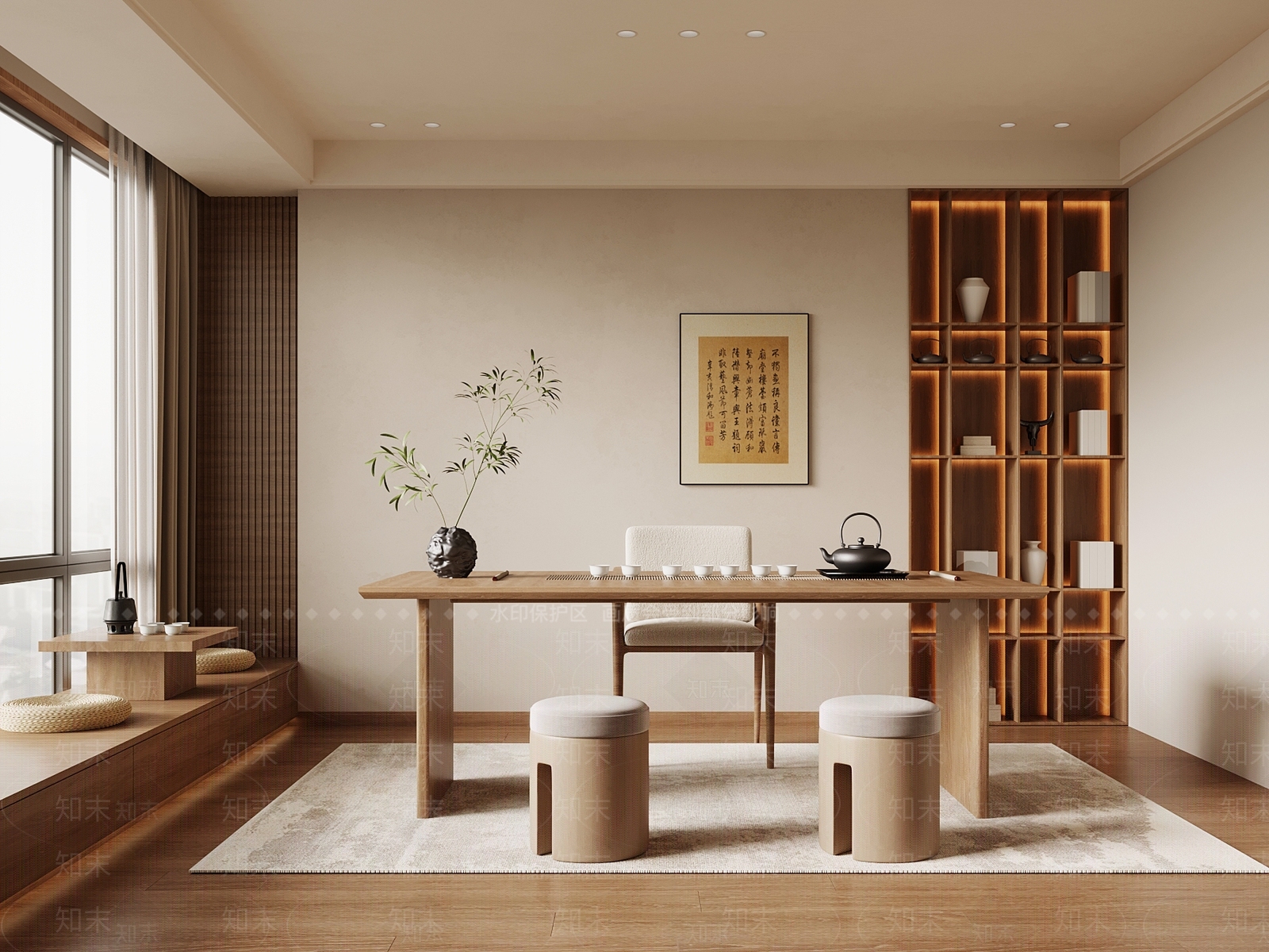 新中式茶室3D模型下载【ID:1203662042】