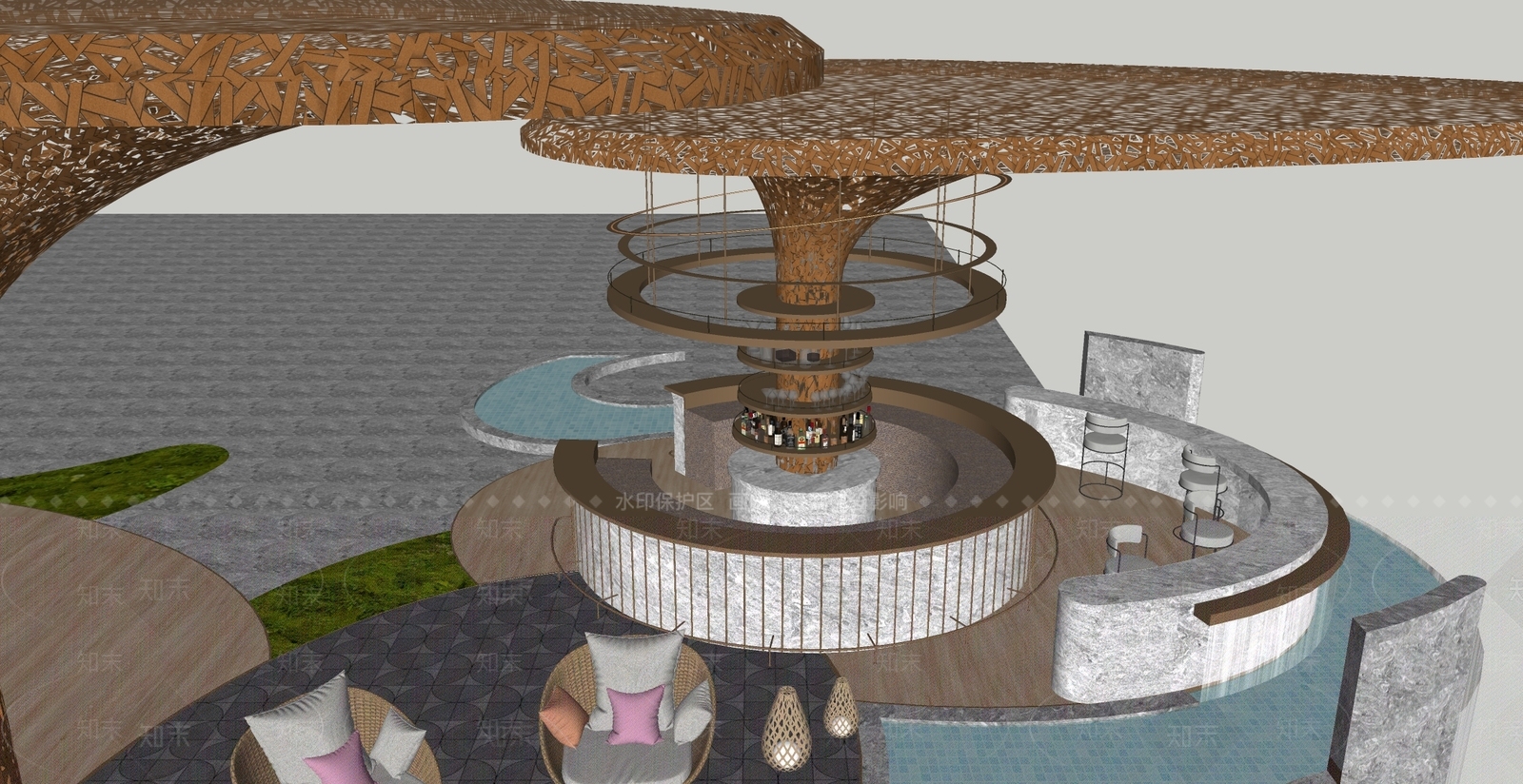现代其他景观小建筑SU模型下载【ID:1203662139】