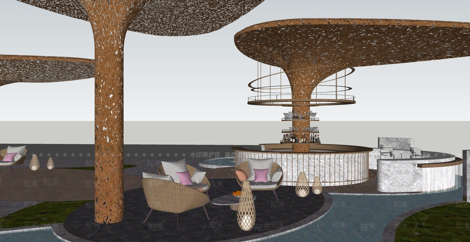 现代其他景观小建筑SU模型下载【ID:1203662139】