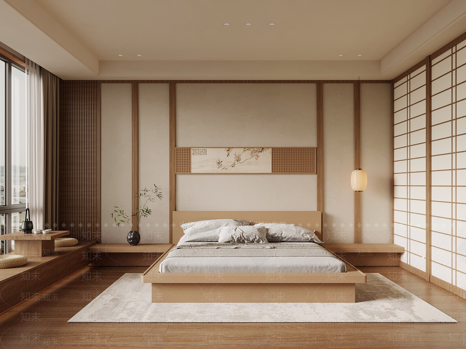 新中式家居卧室SU模型下载【ID:1203662482】