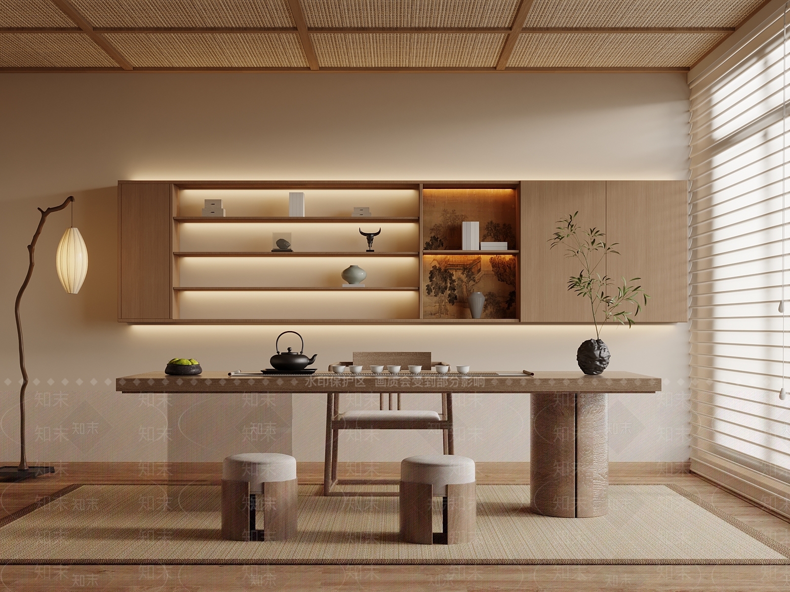 新中式茶室SU模型下载【ID:1203662540】