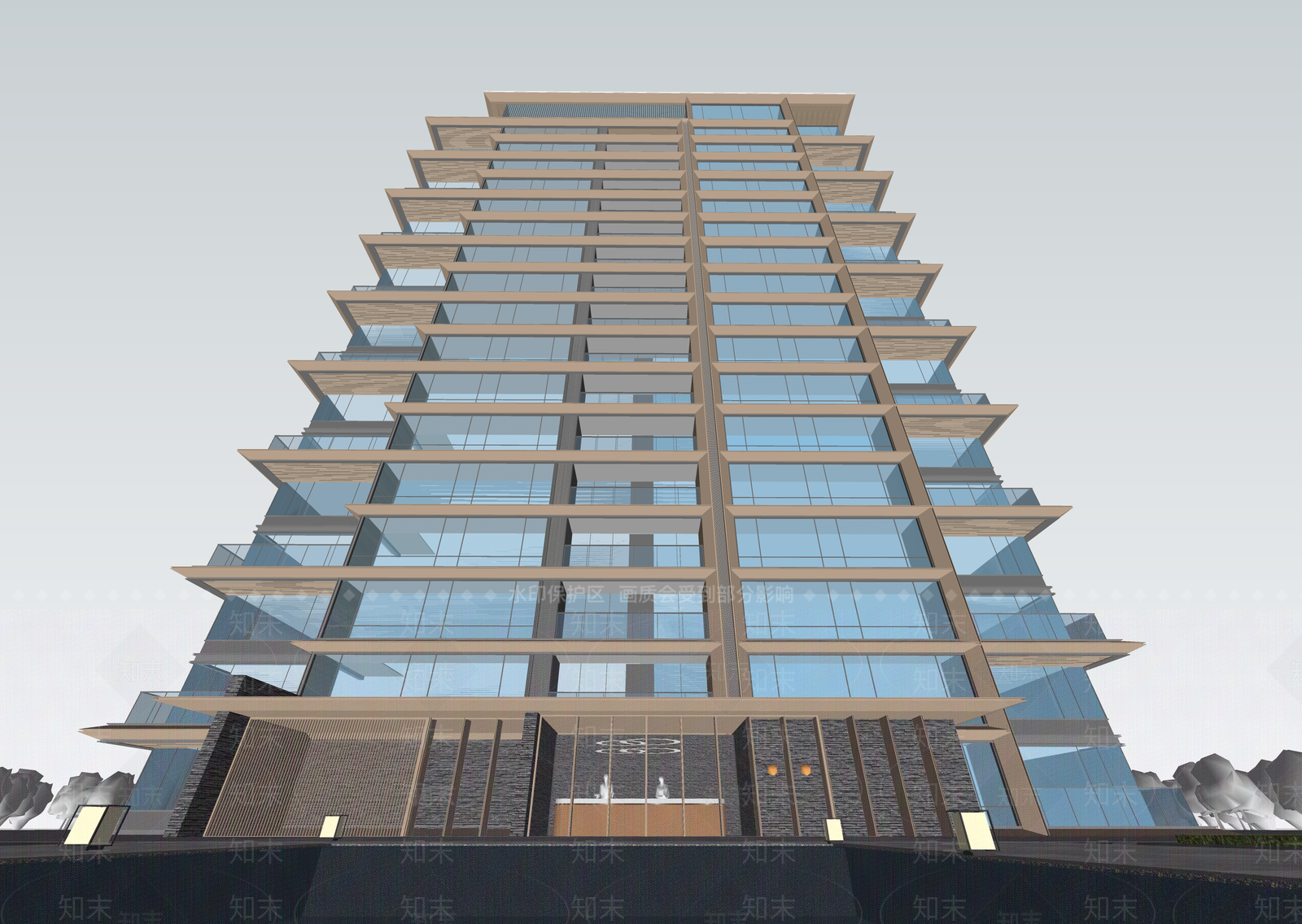 现代高层住宅SU模型下载【ID:1203662679】
