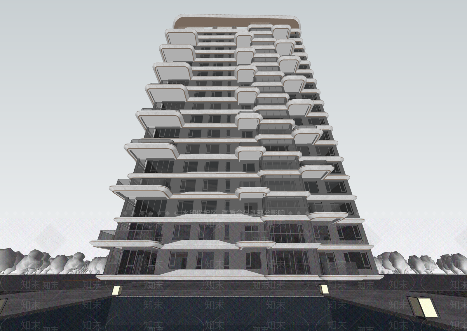 现代高层住宅SU模型下载【ID:1203774219】