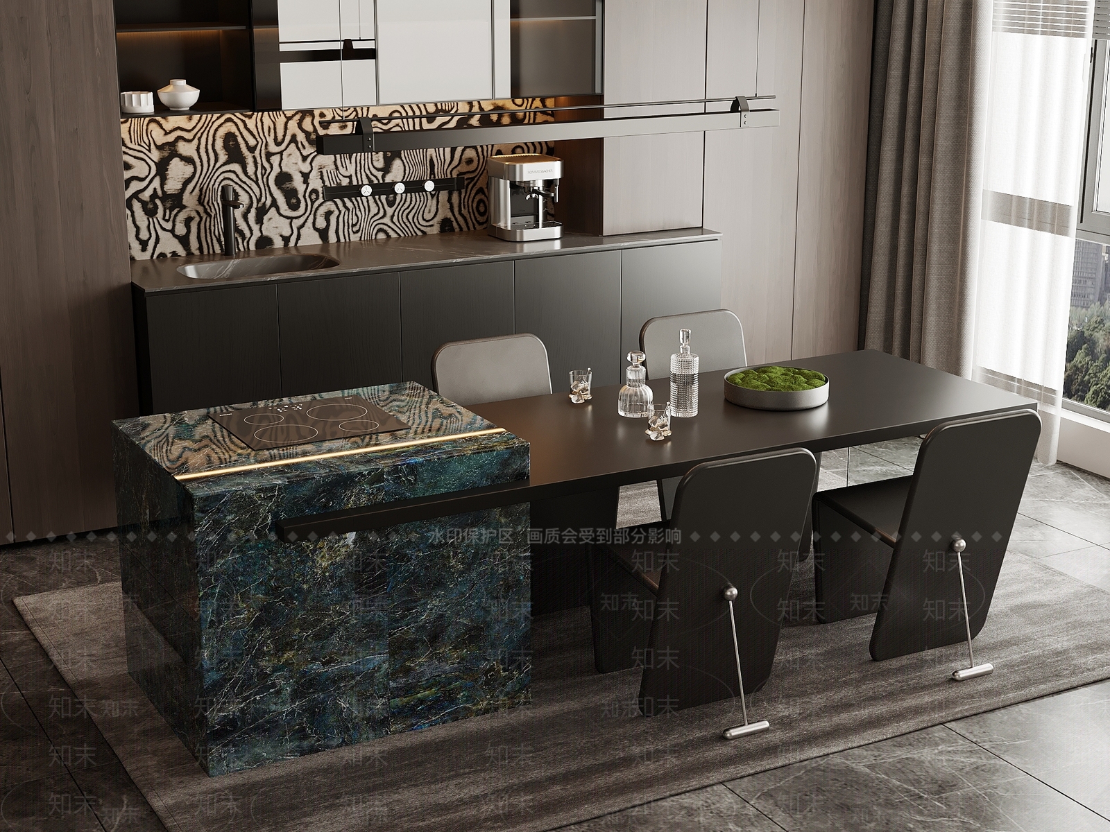 现代意式家居餐厅3D模型下载【ID:1203663496】