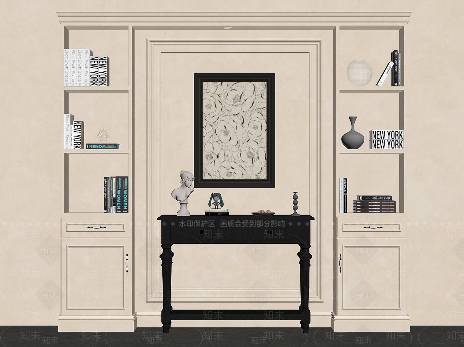 法式书柜SU模型下载【ID:1203664659】