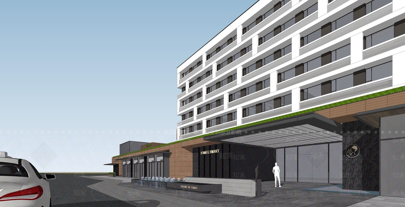 现代酒店建筑SU模型下载【ID:1203671135】