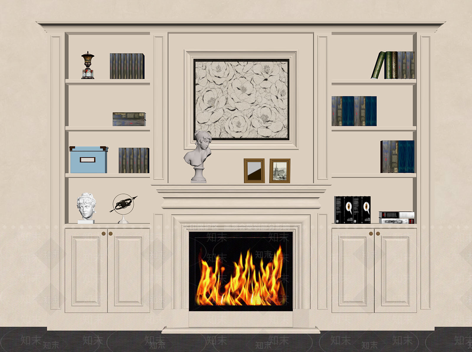 法式书柜SU模型下载【ID:1203664891】