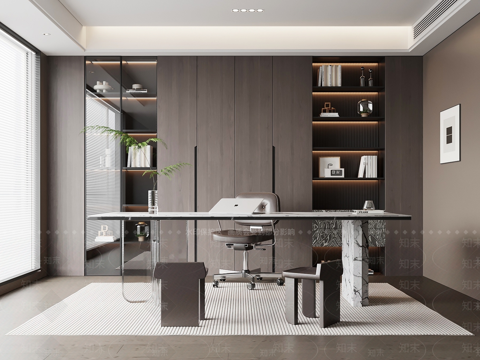 现代意式书房3D模型下载【ID:1203664966】