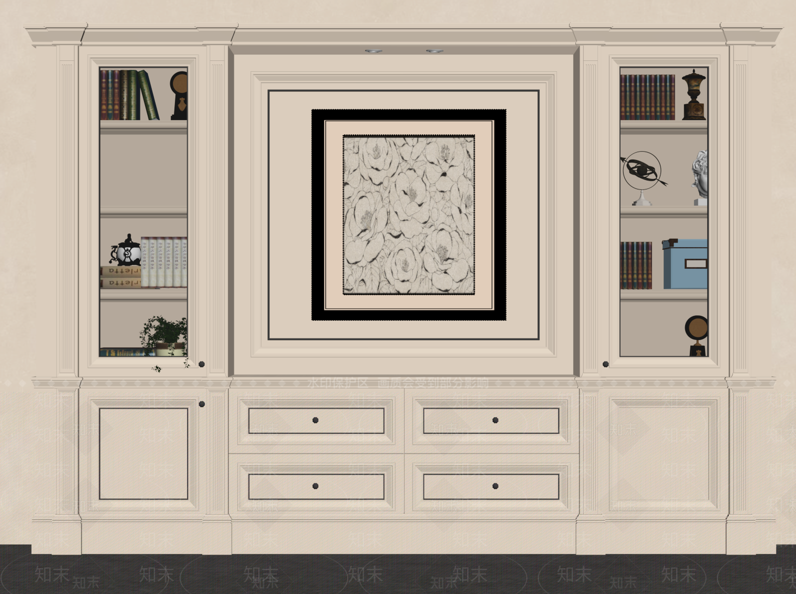 法式书柜SU模型下载【ID:1203664854】