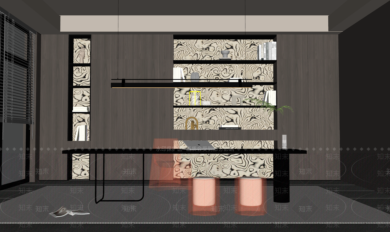 现代意式书房SU模型下载【ID:1203665629】