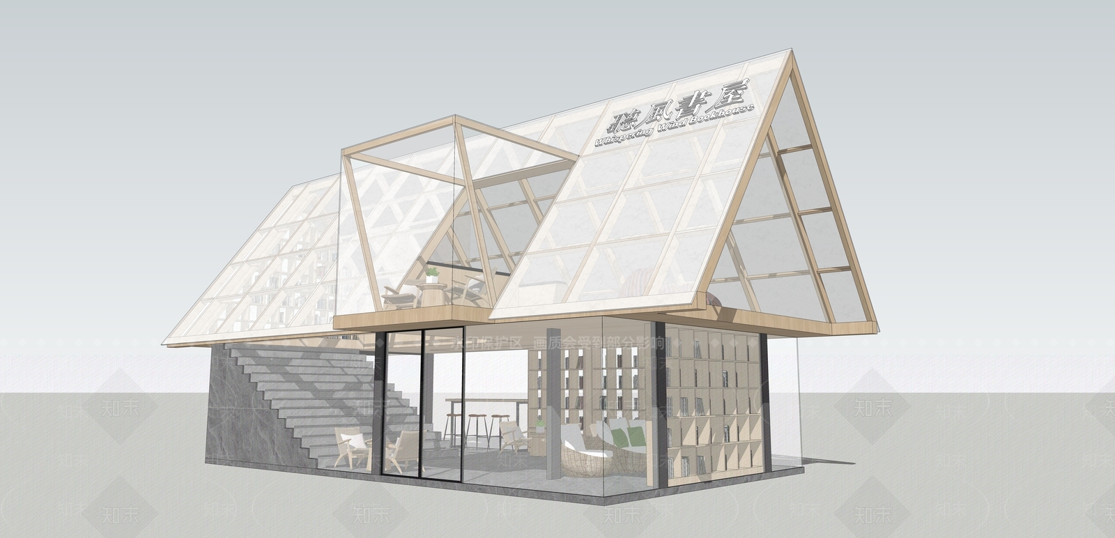 新中式图书馆SU模型下载【ID:1203666493】