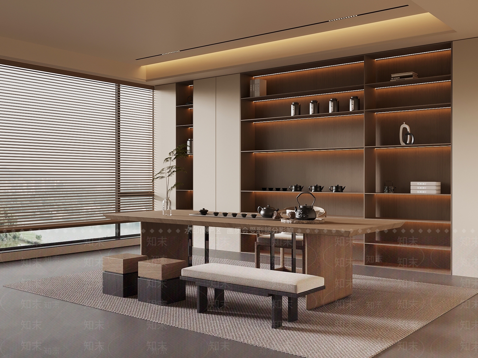 新中式茶室SU模型下载【ID:1203666069】