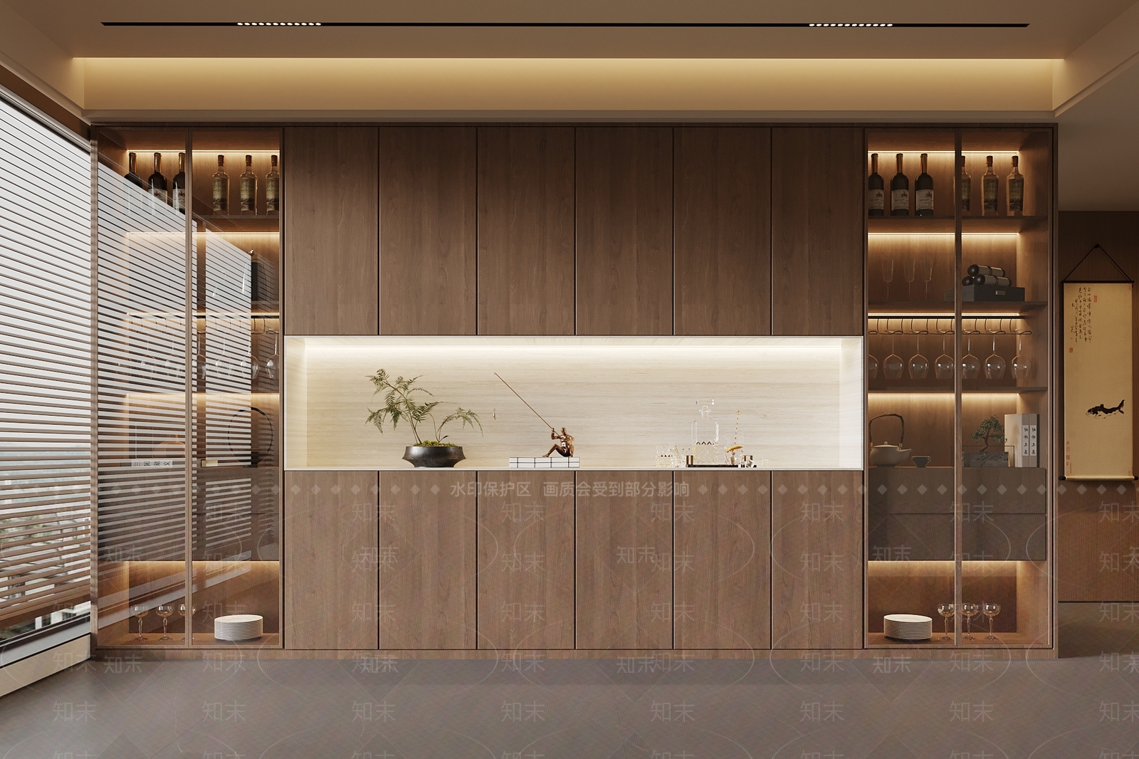 新中式酒柜SU模型下载【ID:1203666240】