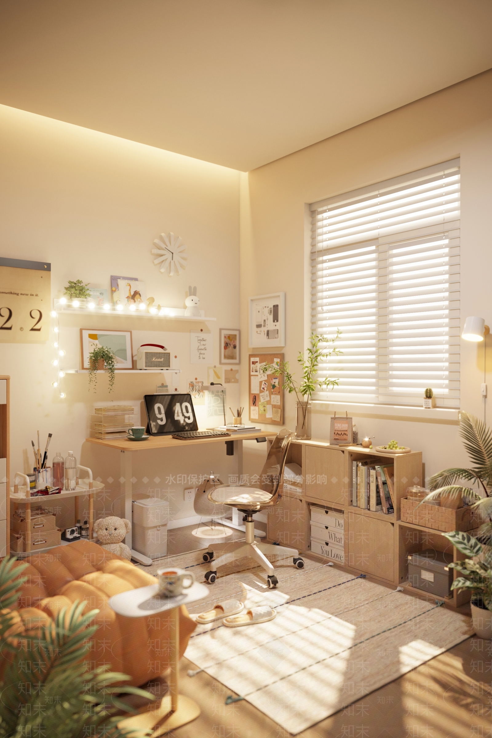 现代北欧书房3D模型下载【ID:1203668087】