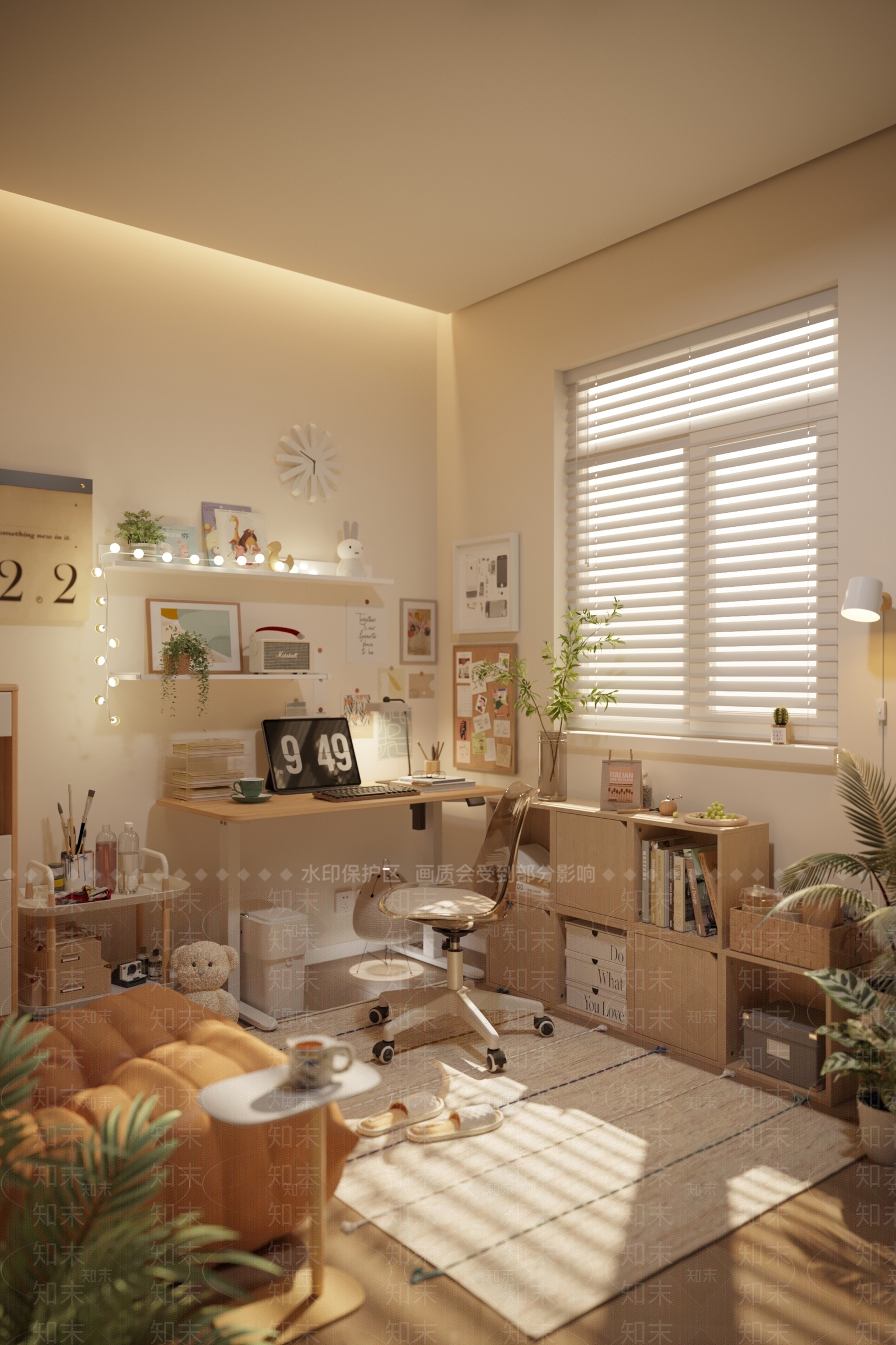 现代北欧书房3D模型下载【ID:1203668087】