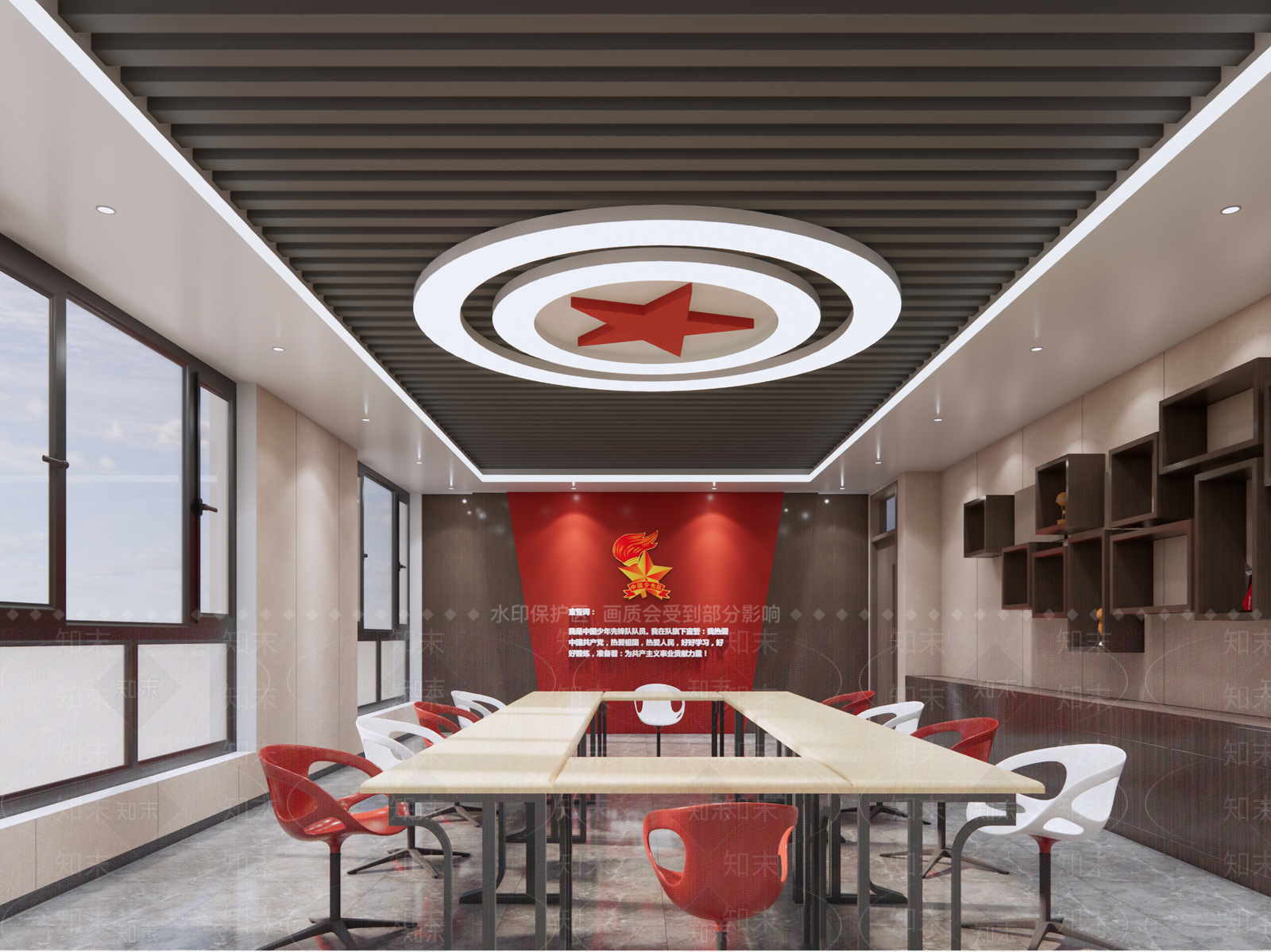 新中式其他学校空间SU模型下载【ID:1203667975】