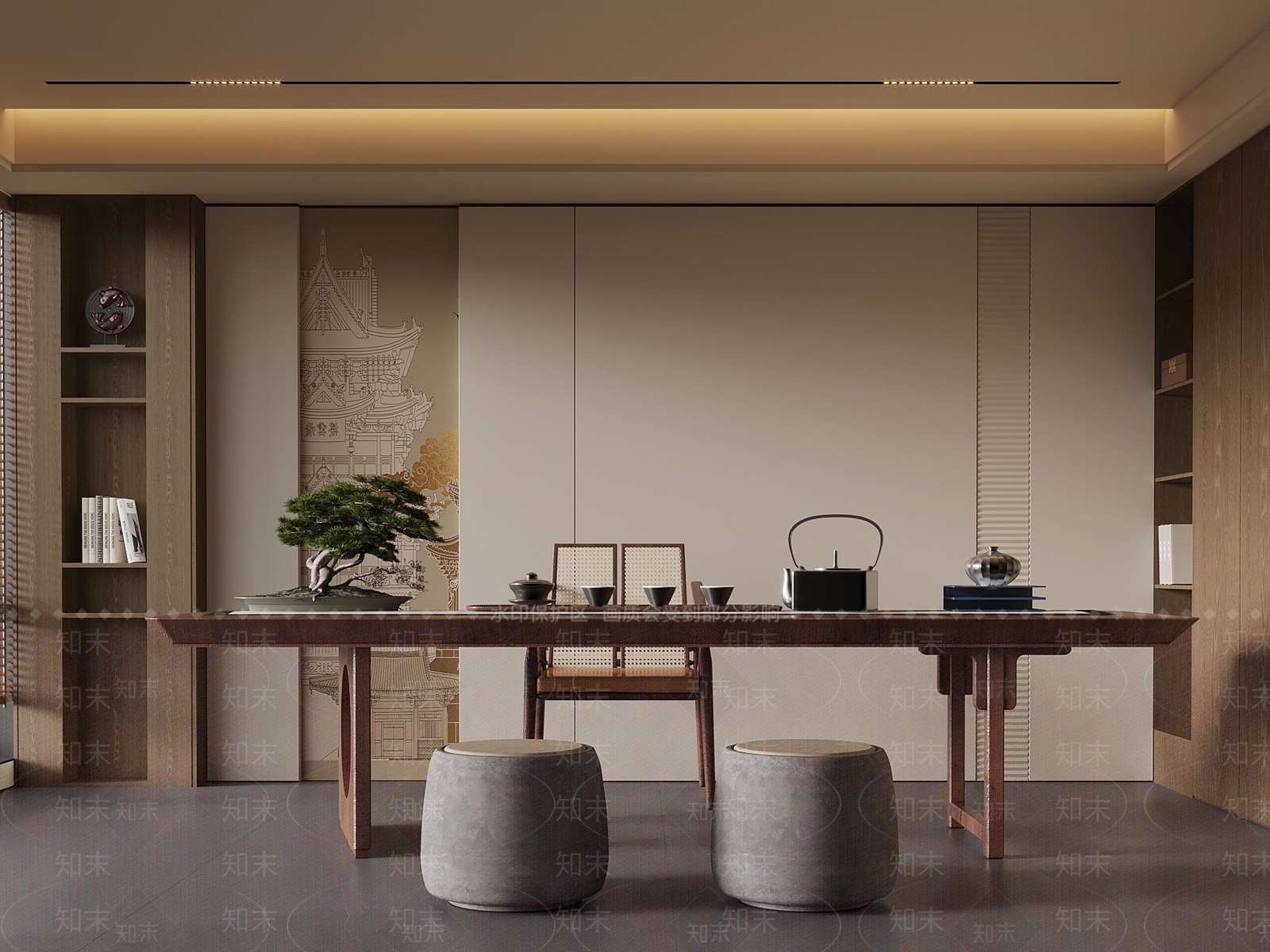 新中式茶桌椅3D模型下载【ID:1203668066】