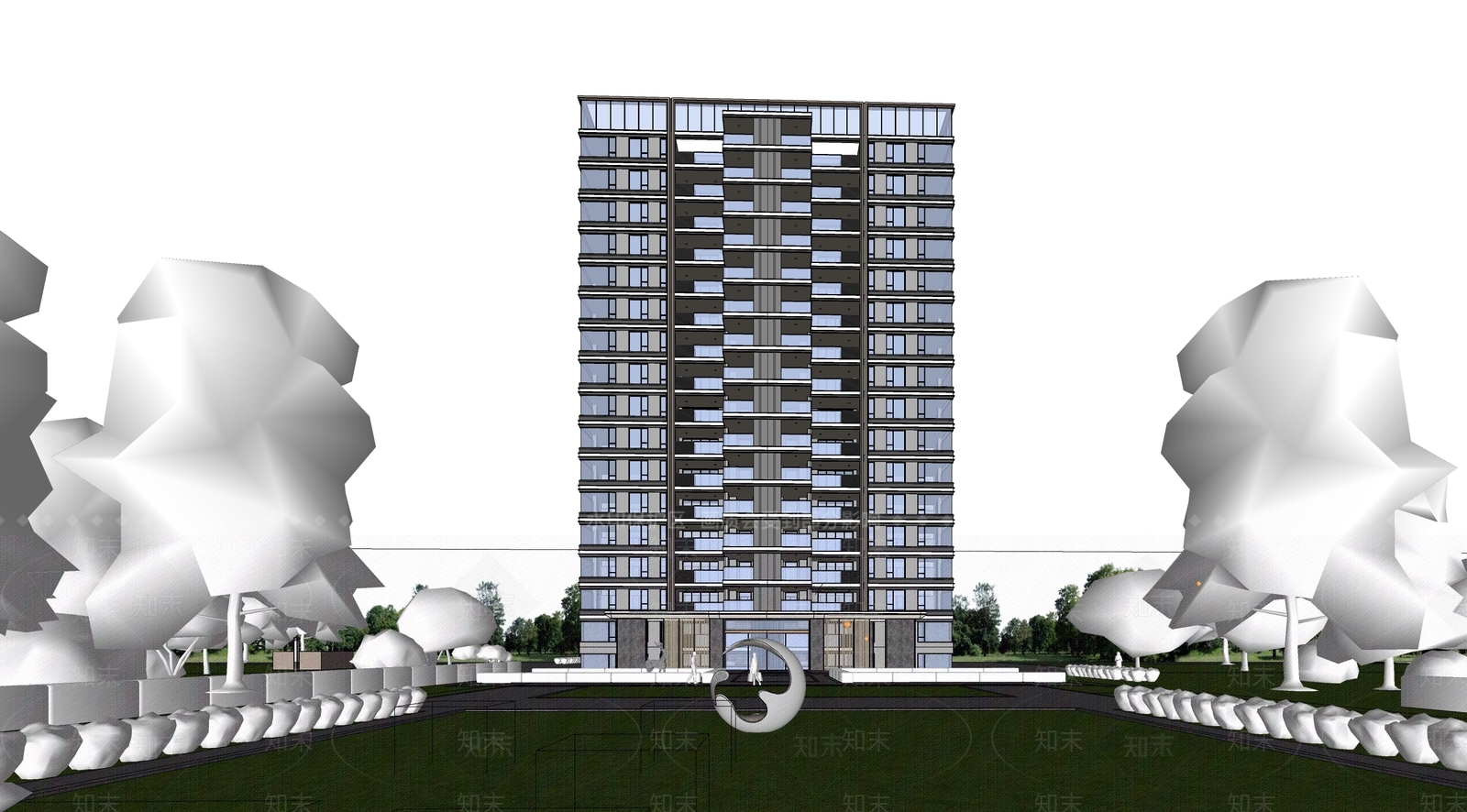 现代高层住宅SU模型下载【ID:1203669566】