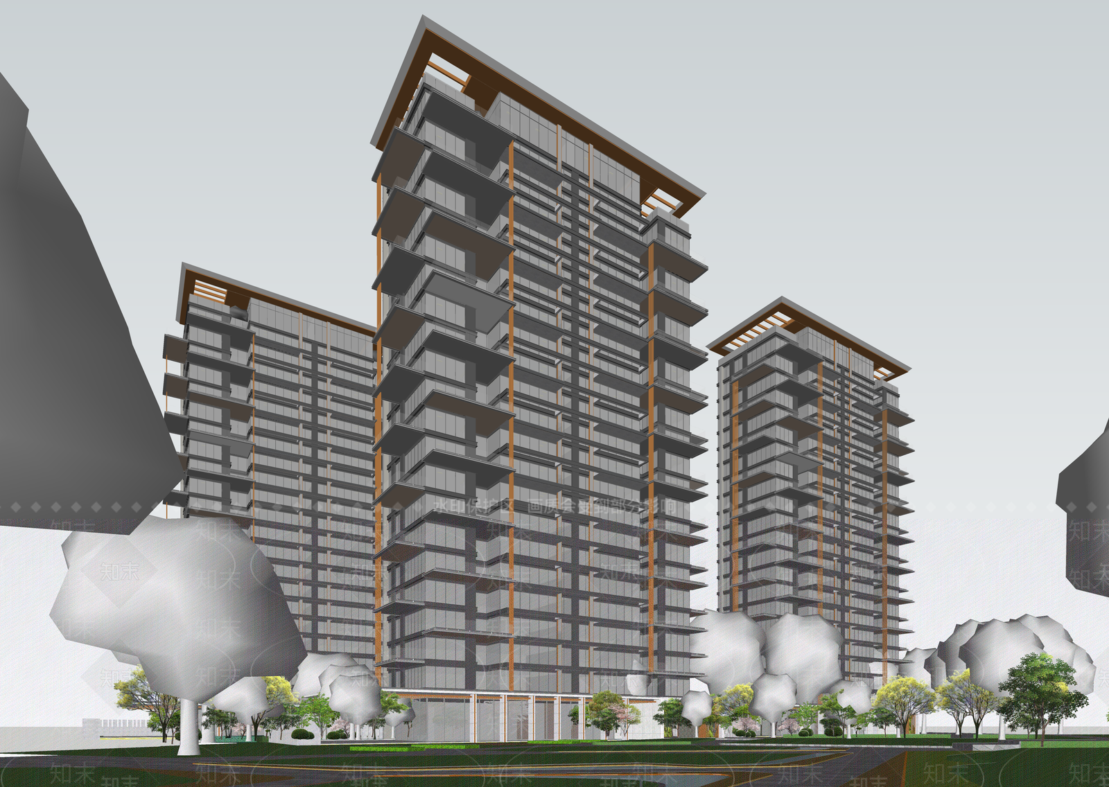 现代高层住宅SU模型下载【ID:1203773394】